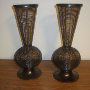 2 Tall Metal Vases 16 inches tall x 6 inches wide